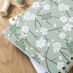 Carnet A5 à spirales dorées à fleurs
