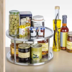 Carrousel de cuisine en inox à 2 niveaux