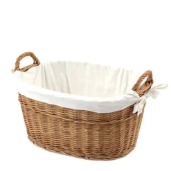 Corbeille à linge propre en osier doublé coton