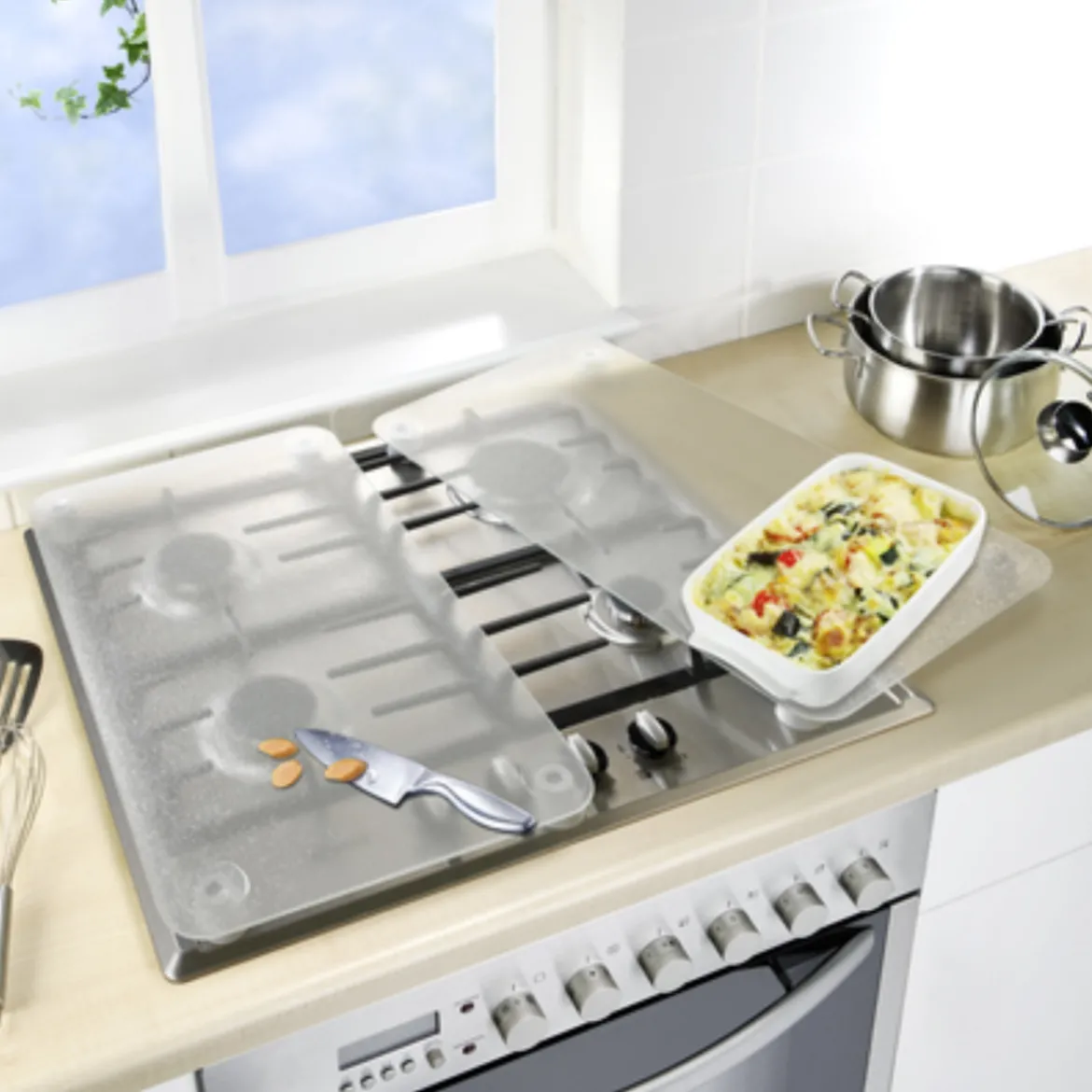 2 couvre plaques de cuisson transparentes
