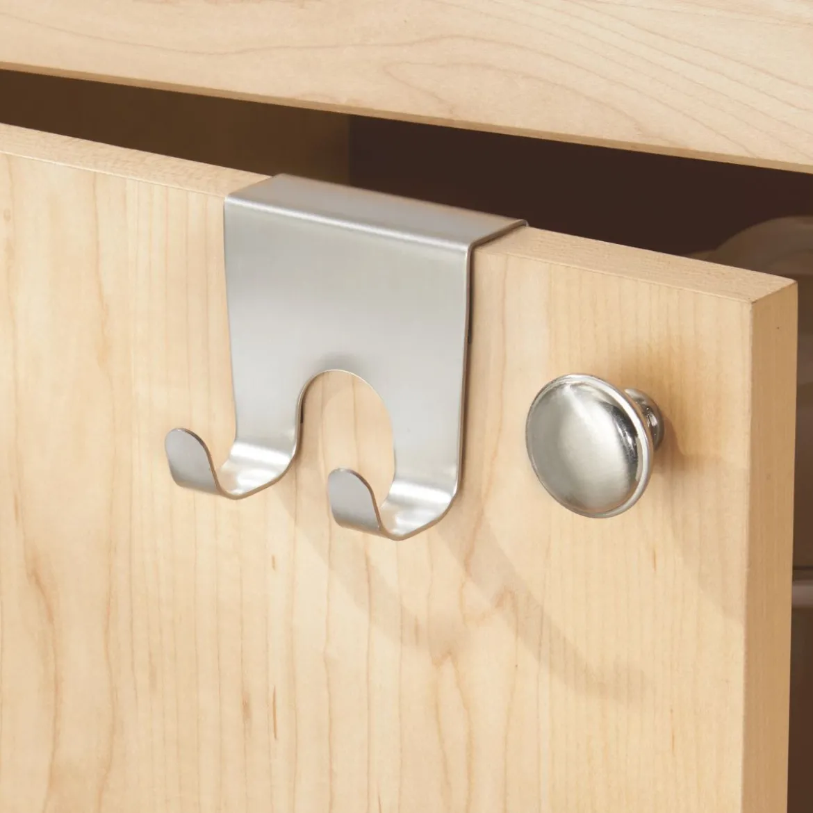 Crochet double en inox pour porte