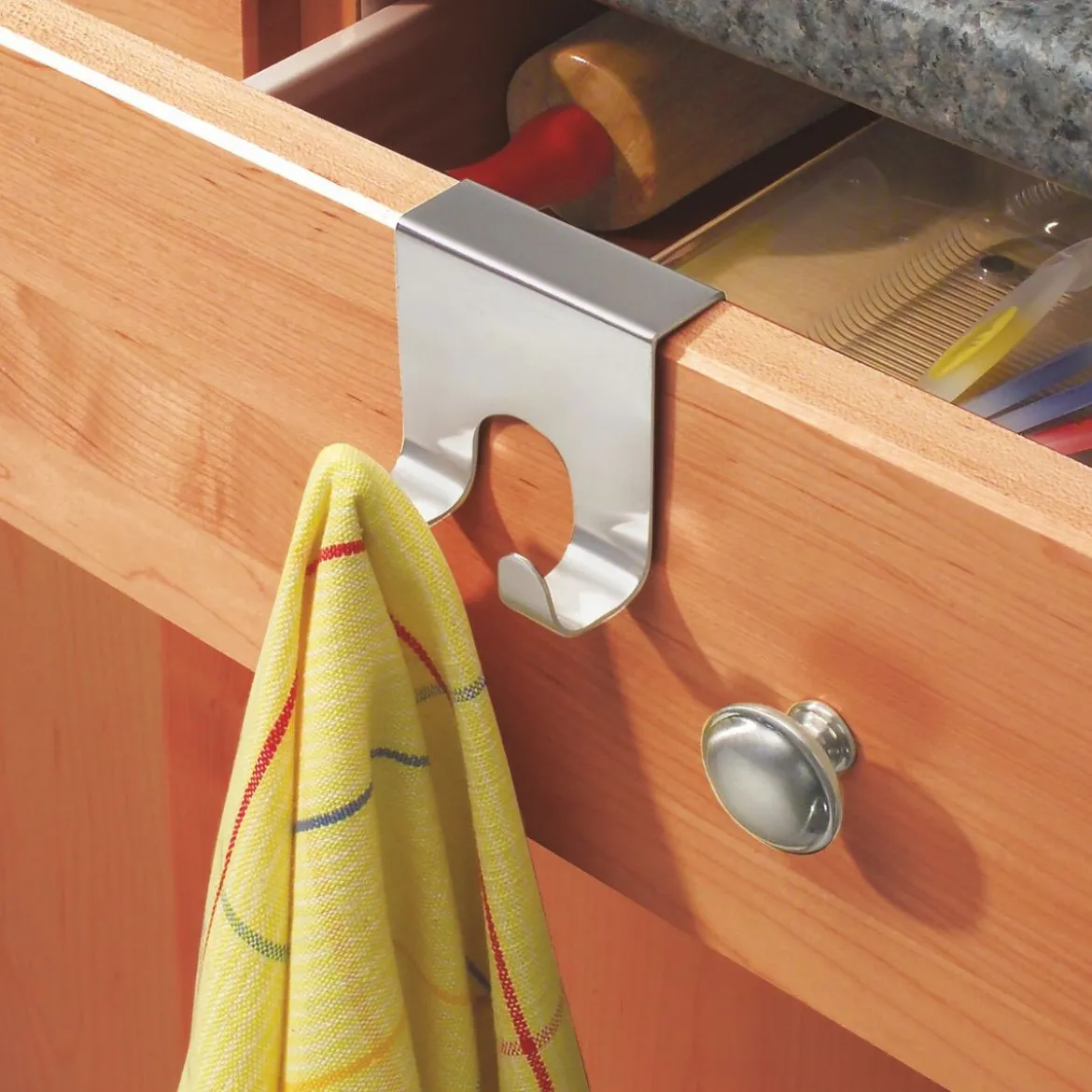 Crochet double en inox pour porte