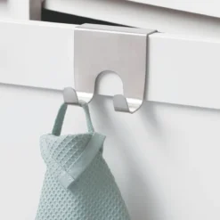 Crochet double en inox pour porte