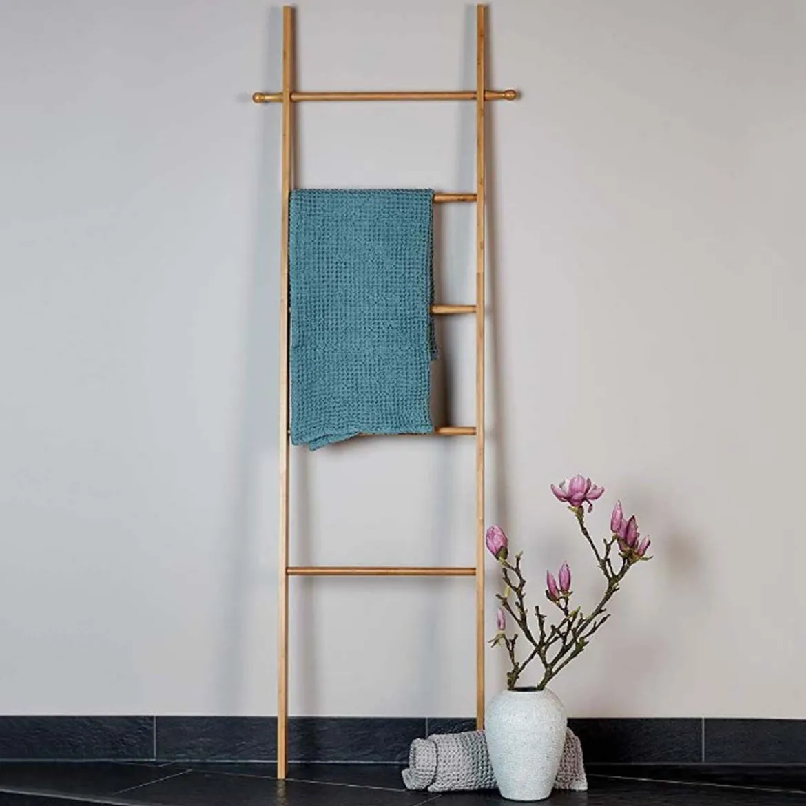 Echelle porte serviettes en bambou