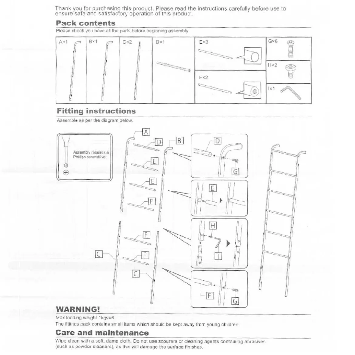 Echelle porte vêtements design