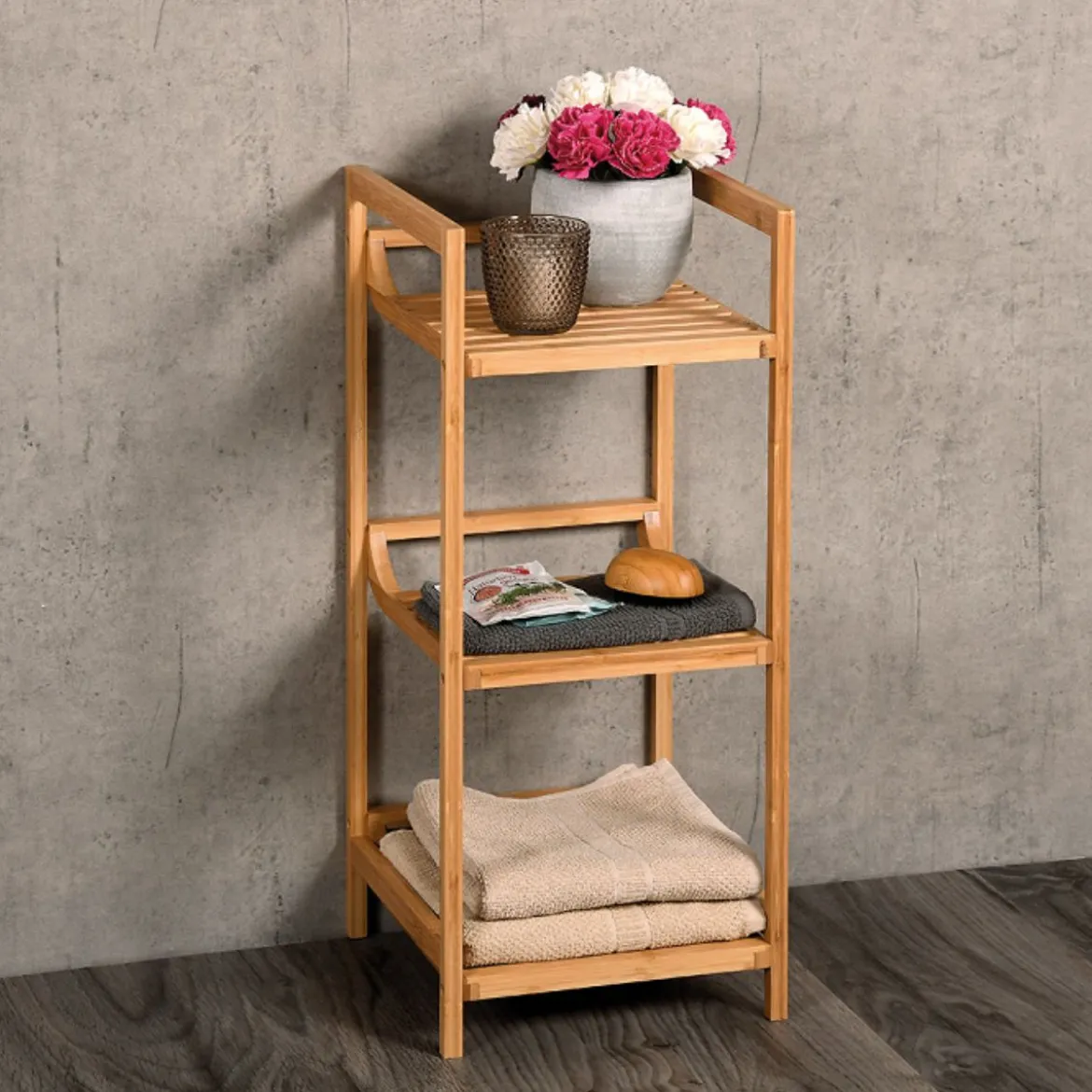 Etagère de salle de bain en bambou