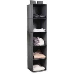 Etagère à suspendre 5 compartiments en tissu épais gris chiné