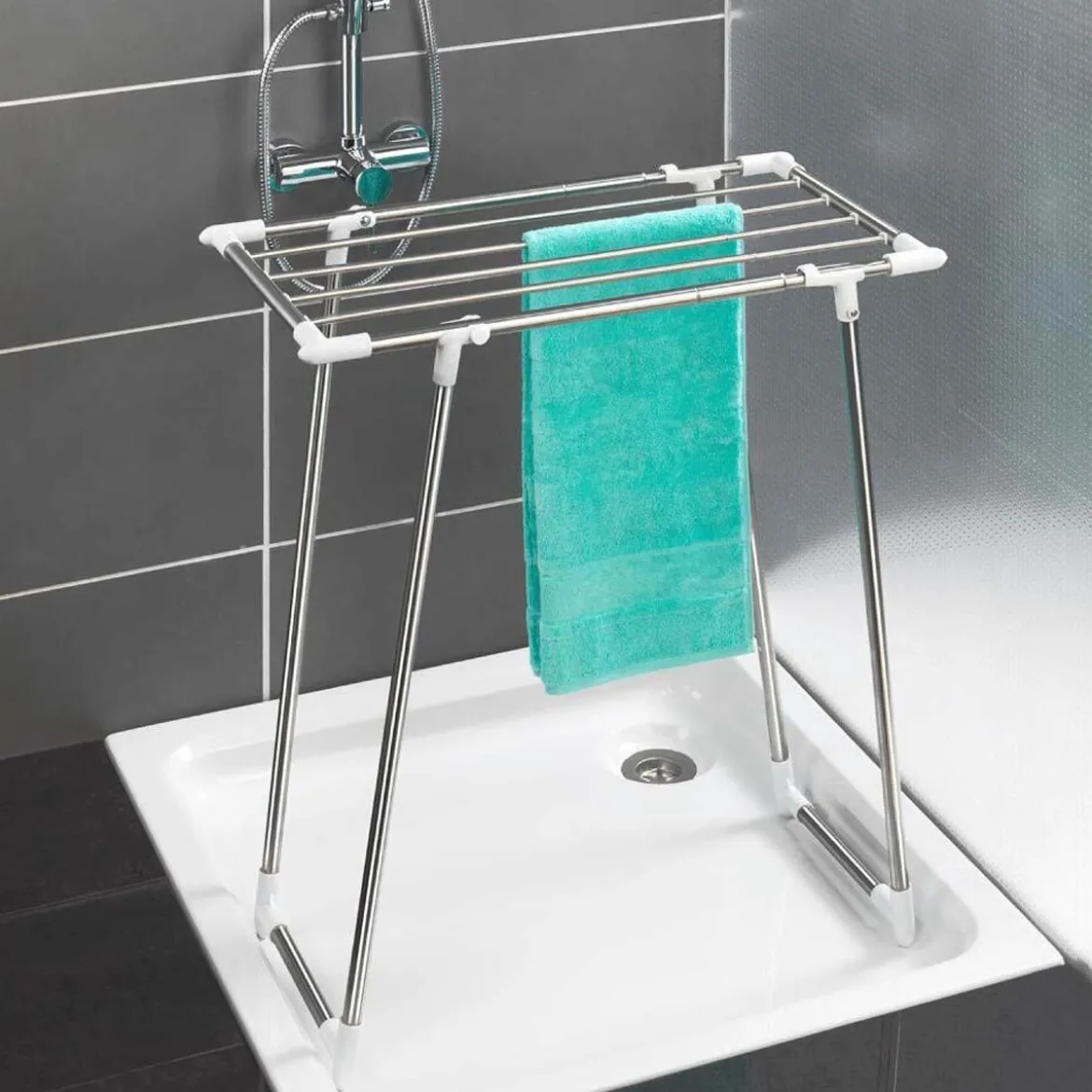 Etendoir à linge de douche en inox