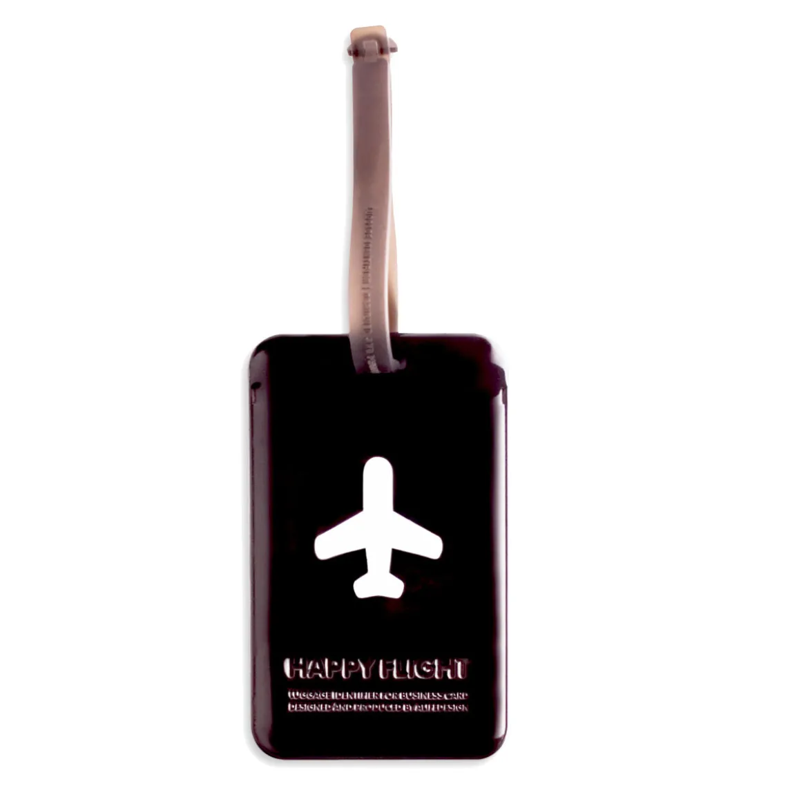 Etiquette de bagage rectangulaire en plastique noir