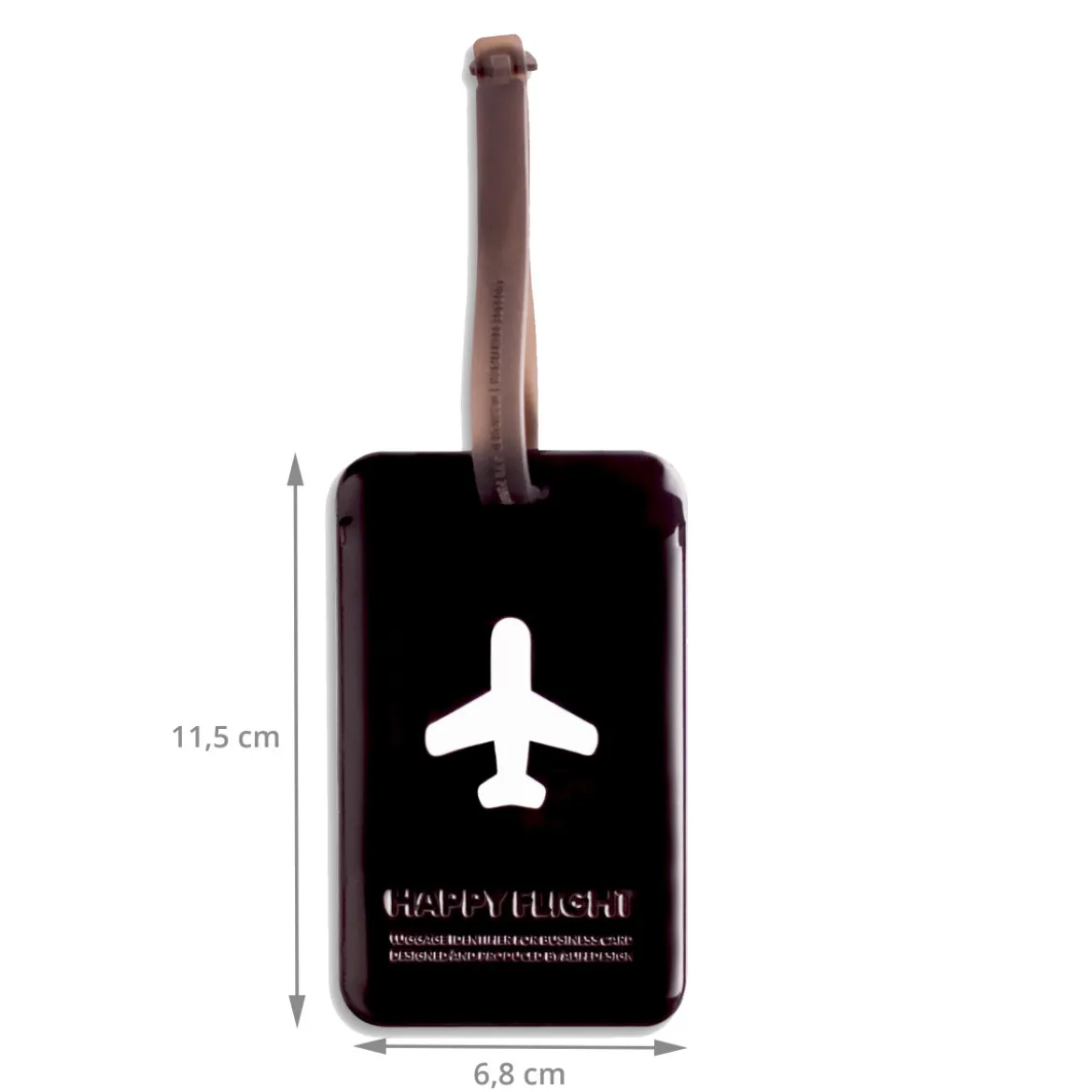 Etiquette de bagage rectangulaire en plastique noir