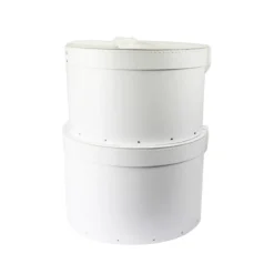 Grande boîte à chapeau blanche avec ruban blanc (L)