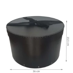 Grande boîte à chapeaux noire avec ruban (L)