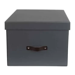 Grande boîte de rangement en carton gris anthracite