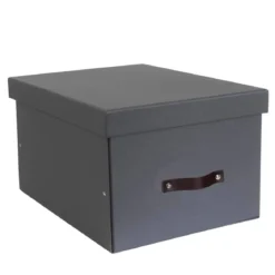 Grande boîte de rangement en carton gris anthracite