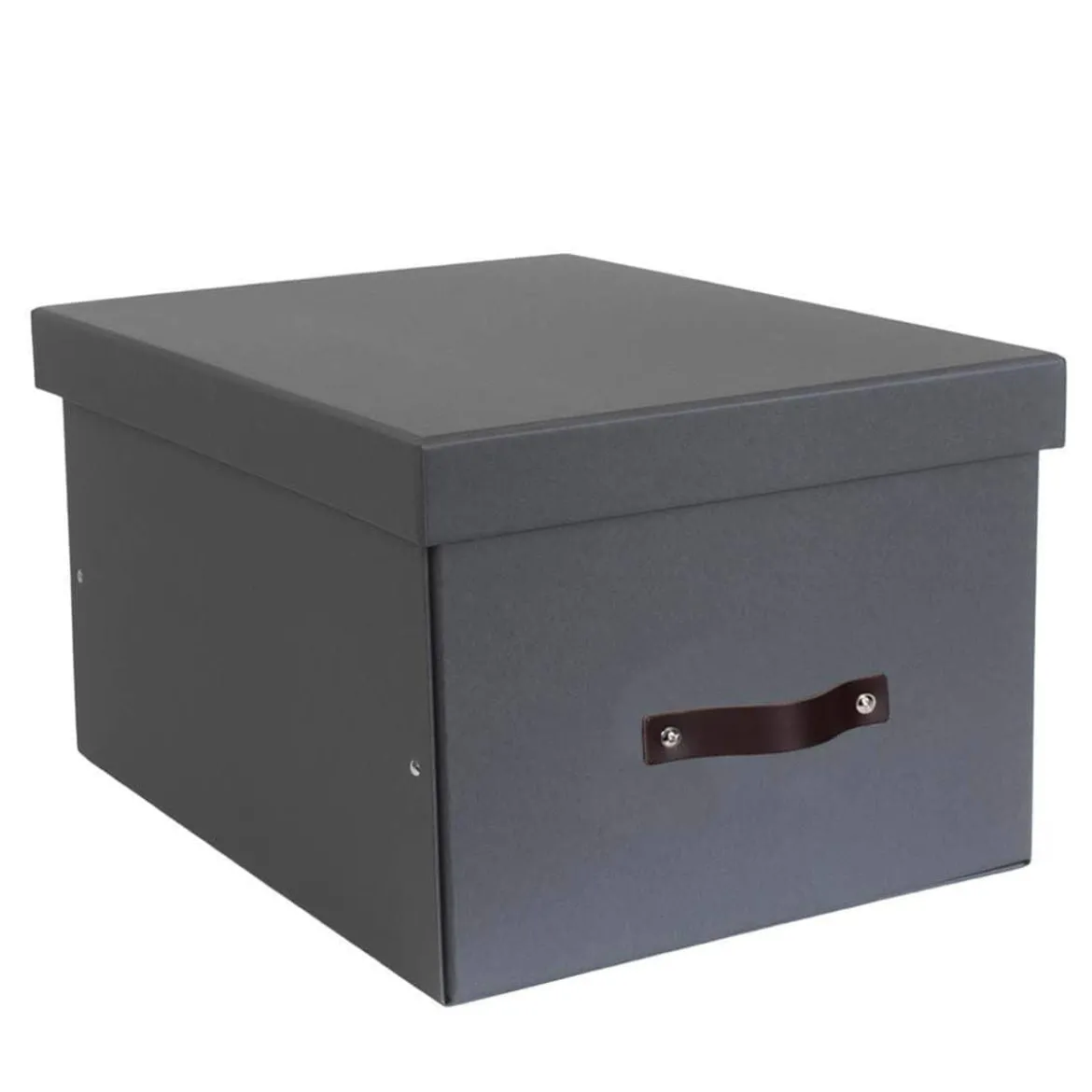 Grande boîte de rangement en carton gris anthracite