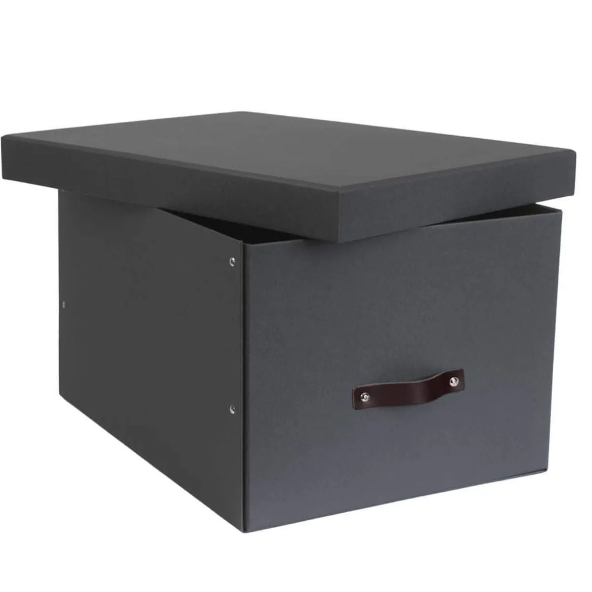 Grande boîte de rangement en carton gris anthracite