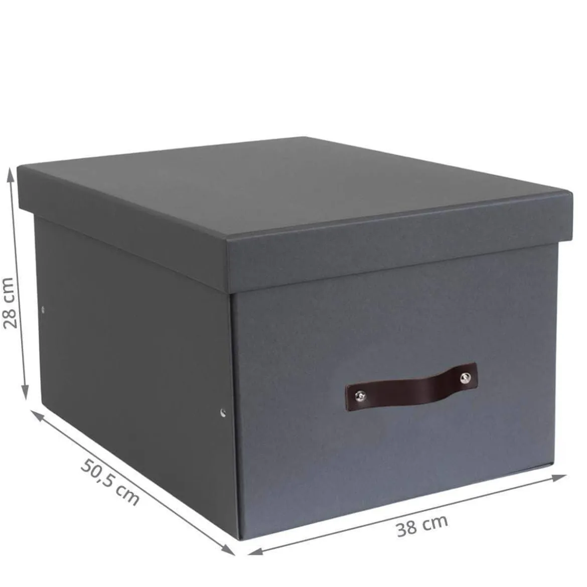 Grande boîte de rangement en carton gris anthracite
