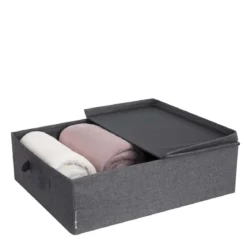 Grande boîte de rangement plate en tissu
