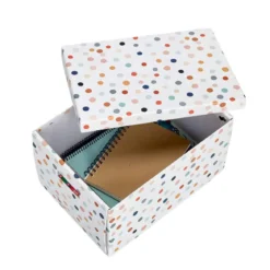 Grande boîte de rangement à pois format A4