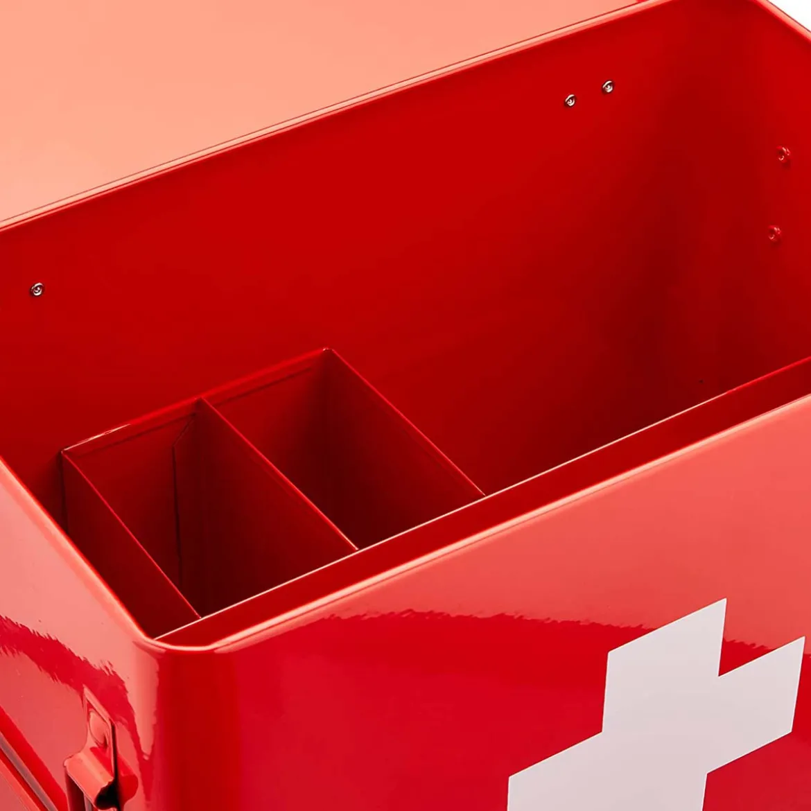 Grande boîte à pharmacie en métal rouge