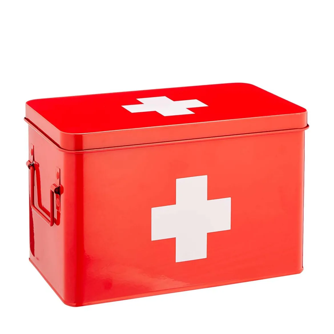 Grande boîte à pharmacie en métal rouge