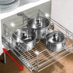 Grand panier coulissant pour placard de cuisine