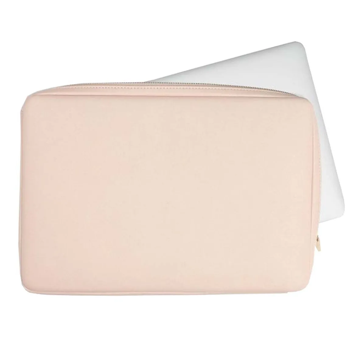 Housse pour ordinateur 15 pouces en simili cuir rose poudré