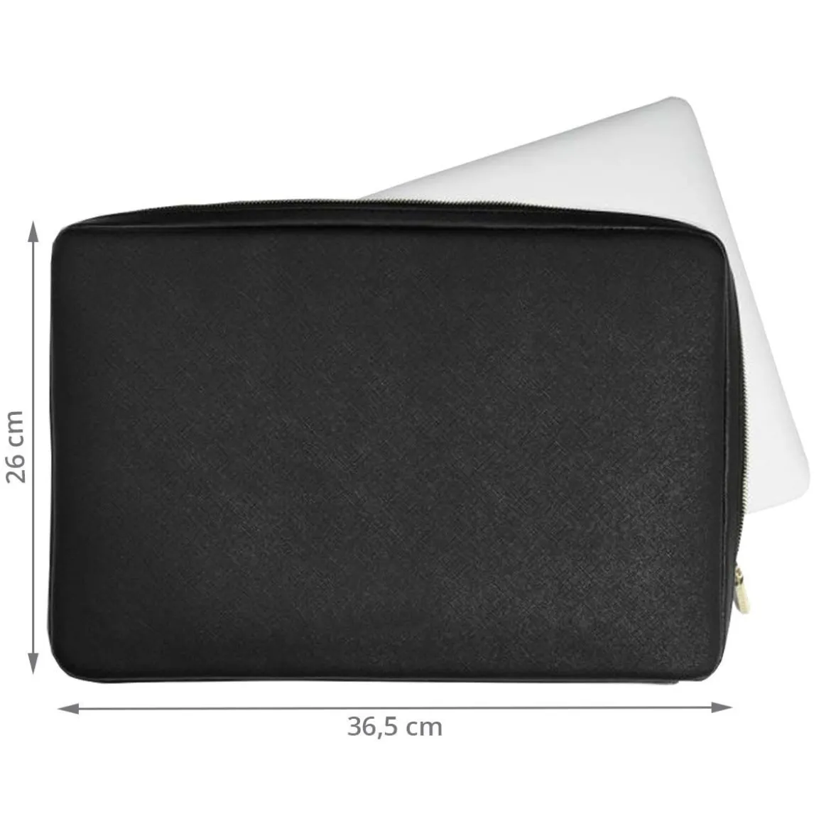 Housse pour ordinateur 15 pouces en simili cuir noir