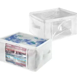 2 housses de rangement rectangulaires blanches