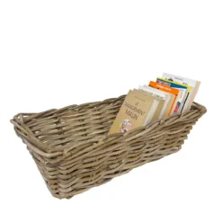 Long panier de rangement en rotin