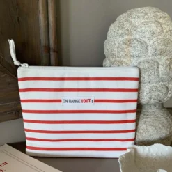 Maxi pochette rayée rouge et blanc