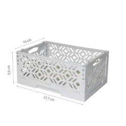 Mini Cagette en plastique gris clair empilable et pliable