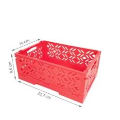 Mini Cagette en plastique rose orangé empilable et pliable