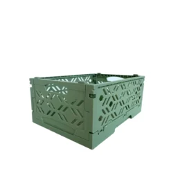 Mini Cagette en plastique vert amande empilable et pliable