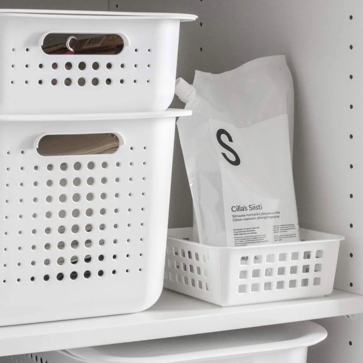 Panier carré pour tiroir de salle de bain en plastique recyclé