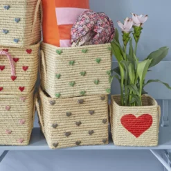Panier de rangement carré coeur