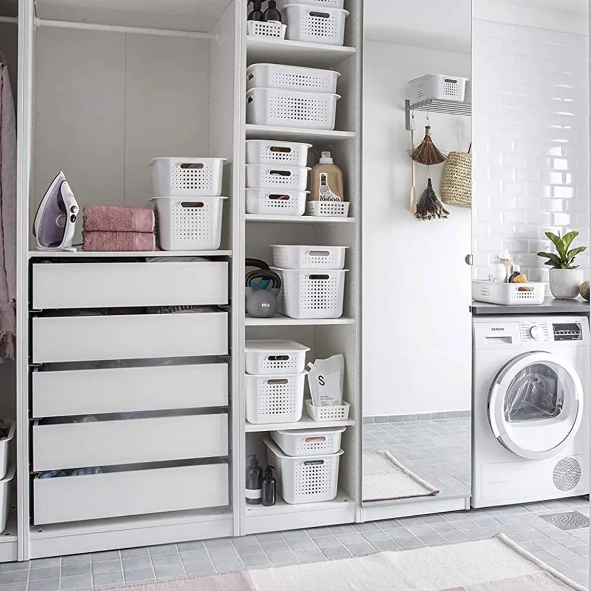 Panier de rangement en plastique recyclé avec couvercle en bambou 10 litres