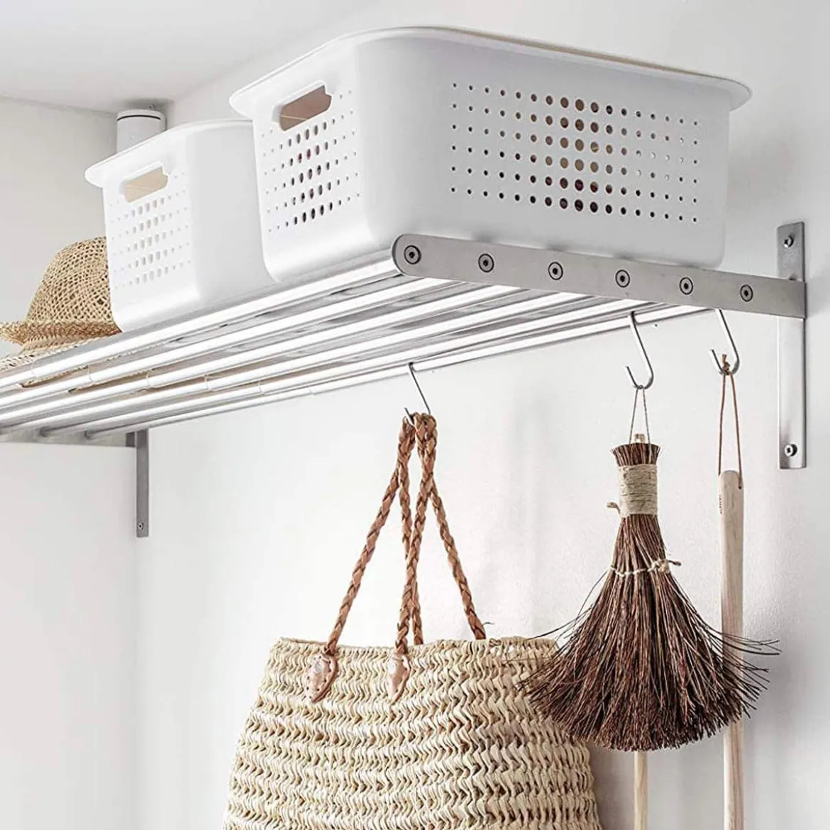 Panier de rangement en plastique recyclé avec couvercle en bambou 10 litres