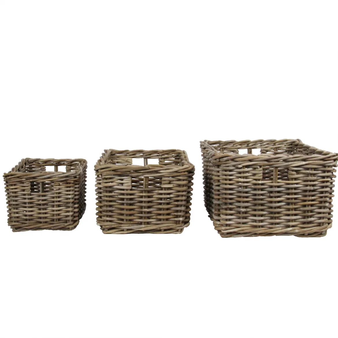 Panier de rangement rectangulaire en rotin gris S