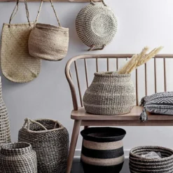 Panier de rangement rond avec anse