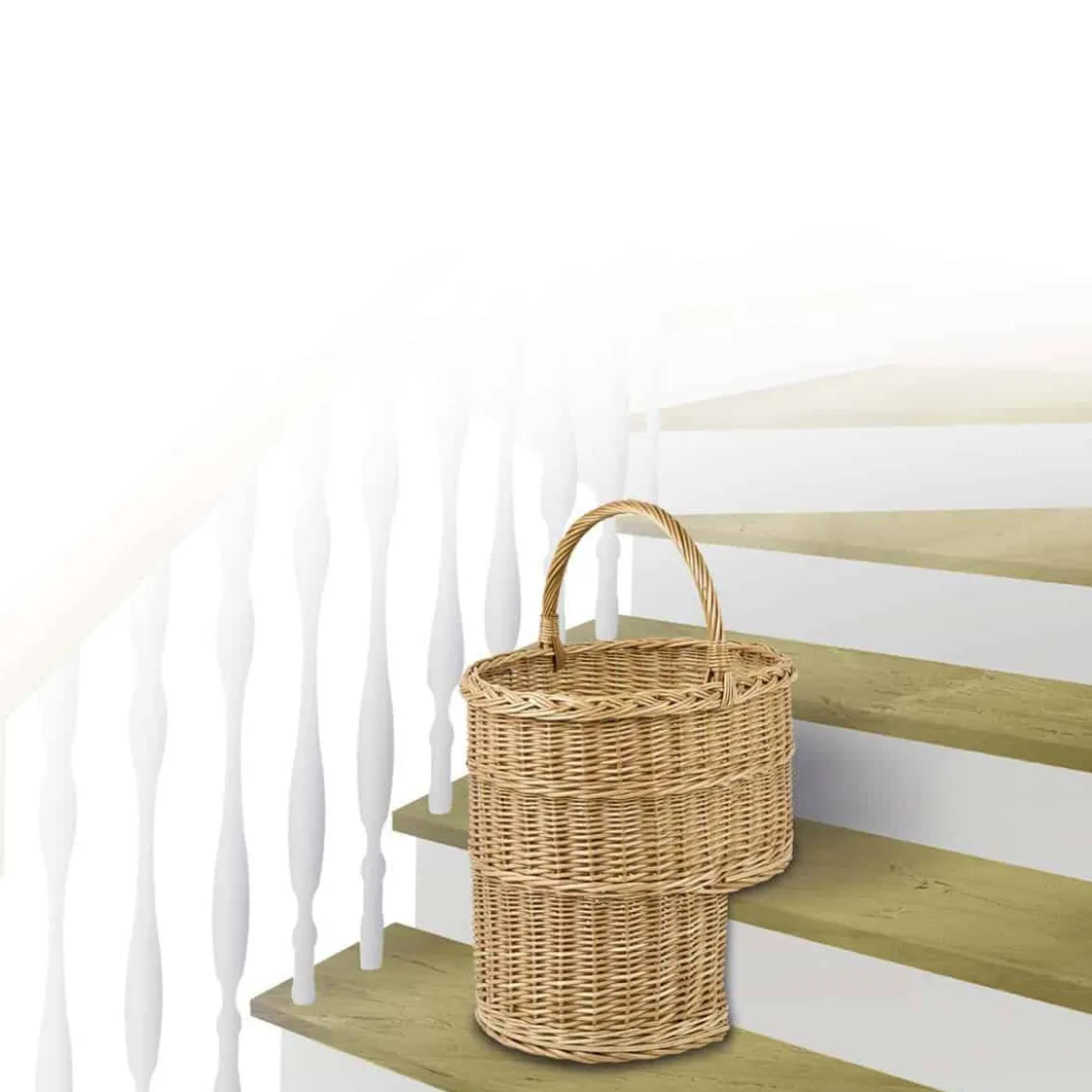 Panier d'escalier en rotin