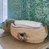 Panier à linge propre en raphia L