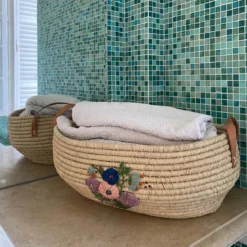 Panier à linge propre en raphia L