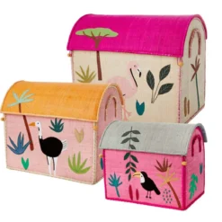 Petit coffre de rangement rose pour enfant