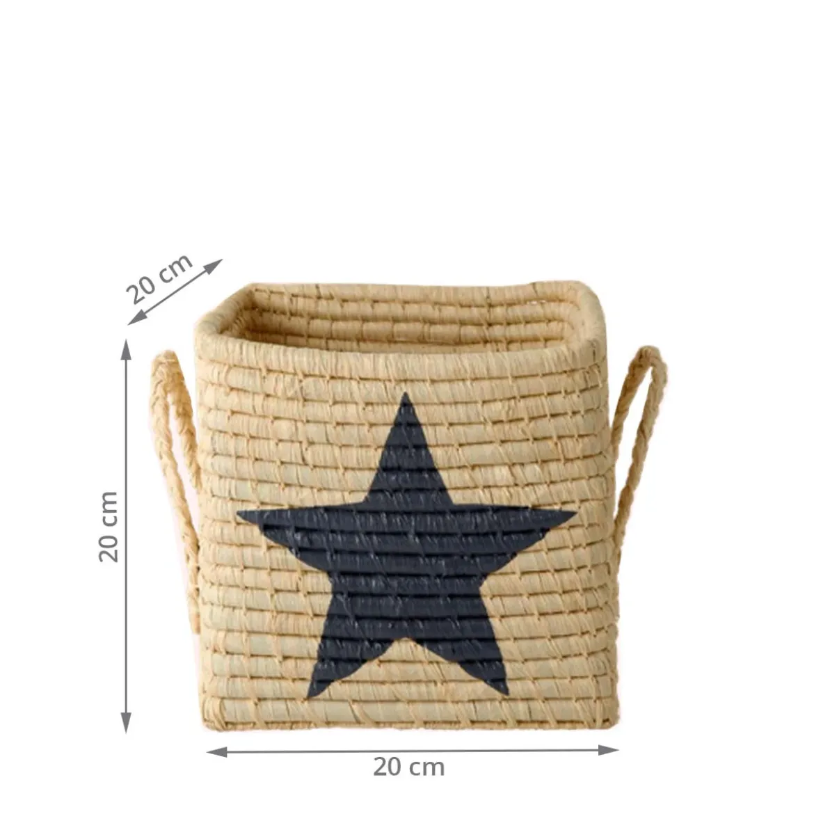 Petit panier cube en raphia avec étoile