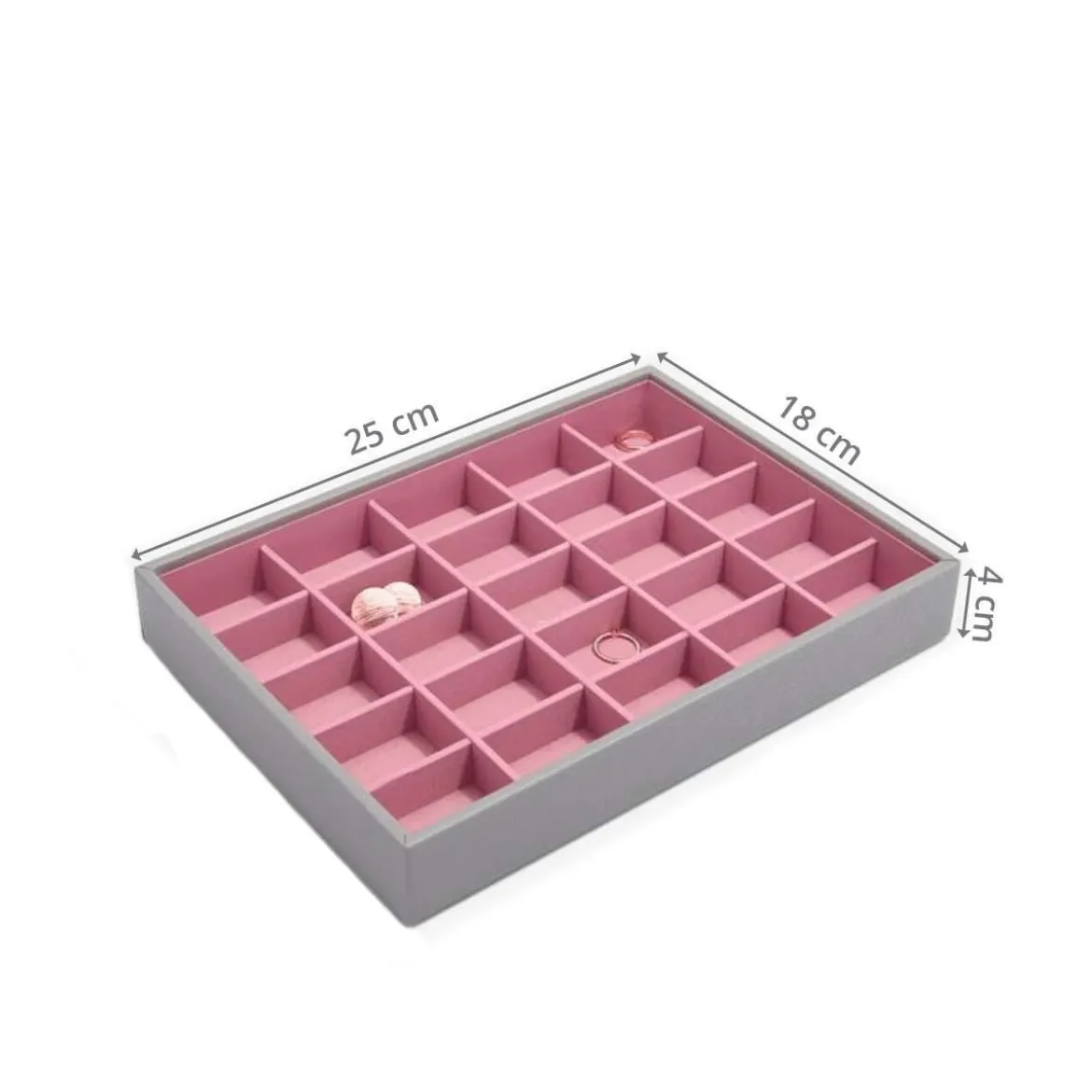 Plateau à bijoux 25 compartiments roses