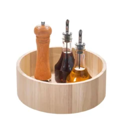 Plateau tournant en bois à rebord