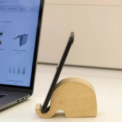 Porte téléphone en bois éléphant