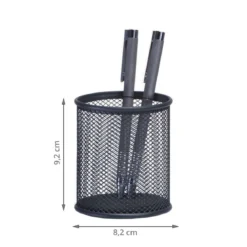 Pot à crayons en maille métallique noire