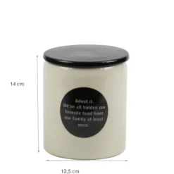 Pot en céramique crème avec pastille et couvercle noirs